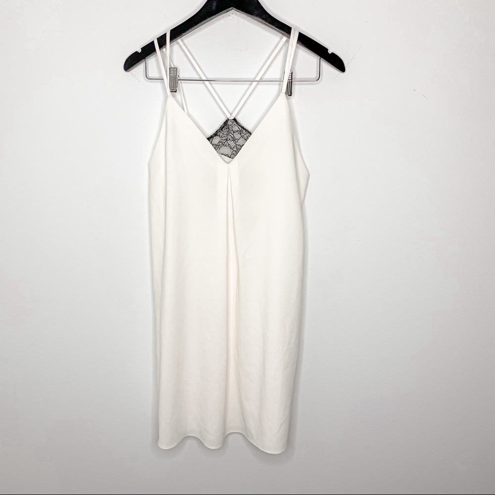 Alice & Olivia White Ivory Lace Silk Slip Sundress